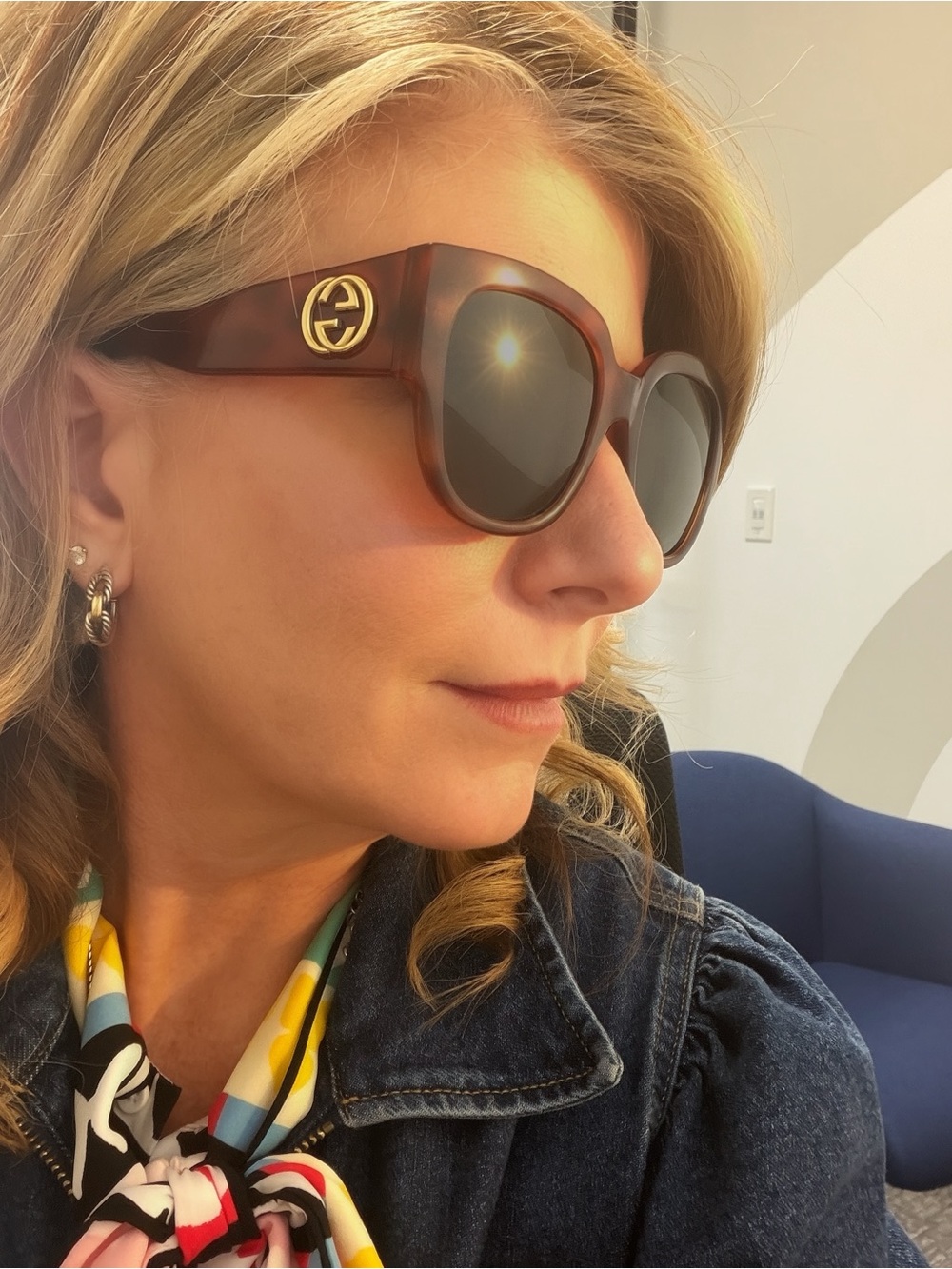 Gucci Oversized Tortoise Sunglasses | Gold GG Logo | Full set